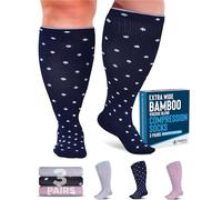 Doctor's Select® 3 Pairs Plus Size Compression Socks Wide Calf - Bamboo Viscose Knee High Socks | Circulation Support