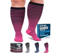 Doctor's Select® 3 Pairs Plus Size Compression Socks Wide Calf - Bamboo Viscose Knee High Socks | Circulation Support