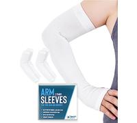 Doctor's Select Arm Protectors for Thin Skin and Bruising for Women and Men - 2 Pairs UPF 50 Sun Protection and Cooling, White, Large
