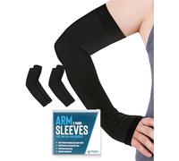 Doctor's Select Arm Protectors for Thin Skin and Bruising for Women and Men - 2 Pairs UPF 50 Sun Protection and Cooling, Black, Medium