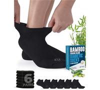 Doctor's Select Bamboo Viscose Black Diabetic Socks for Men - 6 Pairs Crew Stretch Top Mens Diabetic Socks, Black - 6 Pairs, Large