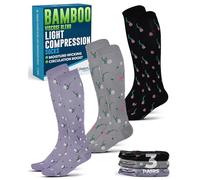 Doctor's Select Bamboo Viscose Lightweight Compression Socks for Women Men 3 Pairs 8-15mmHg Knee High Compression Socks
