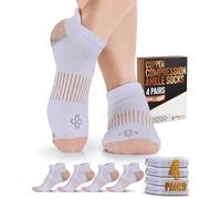 Doctor's Select Copper Ankle Compression Socks for Women and Men - 4 Pairs | Athletic Running Plantar Fasciitis Socks, White - 4 Pairs, XL