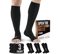 Doctor's Select Copper Open Toe Compression Socks, Black-3 Pairs, L