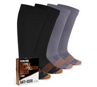 Doctor's Select Copper Plus Size Compression Socks Wide Calf - 2 Pairs | 20-30mmHg Extra Wide Calf Compression Socks Women, Gray / Black - 2 Pairs, 5X-Large