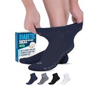 Doctor's Select® Diabetic Ankle Hospital Socks with Grips for Women Men - 4 Pair 1/4 Length Neuropathy Socks for Women