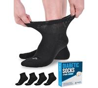 Doctor's Select Diabetic Ankle Socks for Women and Men - 4 Pairs | Unisex Adult Diabetic Socks, Black - 4 Pairs, Large