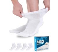 Doctor's Select Diabetic Ankle Socks for Women and Men - 4 Pairs | Unisex Adult Diabetic Socks, White - 4 Pairs, Large