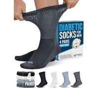 Doctor's Select Diabetic Socks for Men - 4 Pairs Crew Diabetic Neuropathy Socks for Men | Diabetic Socks for Men 9-12, Crew Height - Black, White, Light Grey, Grey, Large