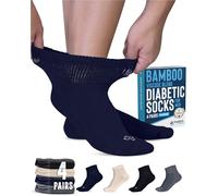 Doctor's Select Diabetic Socks for Men - 4 Pairs Diabetic Ankle Socks for Men | Non Binding Neuropathy Socks for Men, Quarter Height - Black, Grey, Beige, Navy, Large