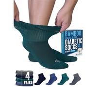 Doctor's Select Diabetic Socks for Men - 4 Pairs Diabetic Ankle Socks for Men | Non Binding Neuropathy Socks for Men, Quarter Height - Navy, Green, Blue, Grey, Large