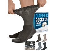 Doctor's Select Diabetic Socks for Men - 4 Pairs Diabetic Ankle Socks for Men | Non Binding Neuropathy Socks for Men, Charcoal Grey, Grey, Brown, Tan, M