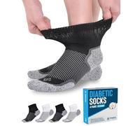Doctor's Select Diabetic Socks for Men and Women - 4 Pairs | 1/4 Diabetic Socks Women | Neuropathy Socks for Men, Grey Heel/Toe 2 Black / 2 White, Large