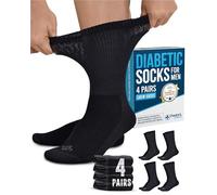 Doctor's Select Mens Diabetic Socks - 4Pairs Diabetic Neuropathy Socks for Men | Diabetes Socks | Diabetic Socks for Men 9-12, Crew Height - Black - 4 Pairs, Large