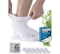 Doctor's Select Viscose Bamboo Ankle Diabetic Socks for Women and Men - 6 Pairs | Super Soft, Non Binding, Loose Wide Top, White - 6 Pairs, L
