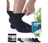 Doctor's Select Viscose Bamboo Ankle Diabetic Socks for Women and Men - 6 Pairs | Super Soft, Non Binding, Loose Wide Top, Blues & Neutrals Pack - 6 Pairs, M