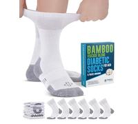 Doctor's Select White Bamboo Viscose Diabetic Socks for Men - 6 Pairs Crew Diabetic Neuropathy Socks for Men | White