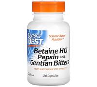 Doctor's Best - Betaine HCl Pepsin & Gentian Bitters | Support Digestion and Nutrient Absorption - 120 Capsules