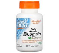 Doctor's Best - Fully Active B-Complex with Quatrefolic | Support for Energy Production and Cognitive Function - 30 Veggie Capsules