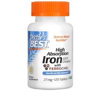 Doctor's Best - High Absorption Iron | High Bioavailability, 27 mg Iron - 120 Tablets