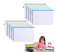 Document Bag A4 Zip, Mesh Plastic Zip Bag, 10 Pieces A4 Pockets with Zip, Waterproof, for Documents, Homework, Travel Accessories (5 Colours)