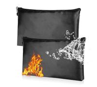 Document Bag Safe Fireproof Waterproof Fireproof Document Box Money Bag for A4 Documents, Storage Bag with Zip (2 Pieces 34 x 25 cm)