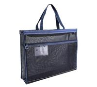 Document Bag with Mesh Zip, Mesh Pockets with Zip, 17 x 13 x 4.4 Inch Transparent Document Organiser with Handle and Zip - A3 Project Bag for School, Puzzles, Cosme, blue, see description, See