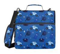 Document Binder Organizer with Handle Easy to Carry 1.5 Inch 3 Ringing Pencil Case Portfolio Binder Stationery Supplies Police Themed Pattern