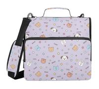 Document Binder Organizer with Handle Multi-Pocket 1.5 Inch 3 Ringing Storage Bag Portfolio Binder Office Files Organizer Childish Cartoon Purple