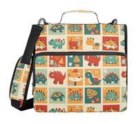 Document Binder Organizer with Shoulder Strap Multiple Pockets 1.5 Inch 3 Ringing Portfolio Binder Bag Office Files Organizer Christmas Checkered Monsters Dinosaurs