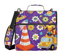 Document Binder Organizer with Shoulder Strap Waterproof 1.5 Inch 3 Ringing Pencil Bags Portfolio Binder Office Document Organizer Space and Robot Design