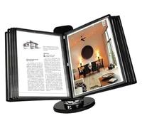 Document Display Panel Unit, Adjustable Desk Flip File Holder 10-20 Pockets Letter A4 Wall Mount Black(20 Pages)