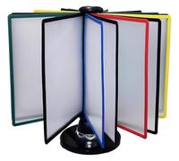 Document Display Panel Unit, Rotating Catalog Display Rack with 20 Double-Sided Panels Desk Reference System Multicolor(Multi-Colored)