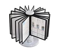 Document Display Panel Unit, Rotating Catalog Display Rack with 20 Double-Sided Panels Desk Reference System Multicolor(Grey)