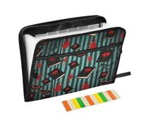 Document File Folder 13 Pockets A4 Letter Size with Zipper Closure for Document Storage Scary Halloween Red Devil's Eye Bloody Handprint expando