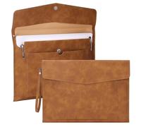 Document File Folder - Classycoo Double Layers Waterproof Thin PU Leather A4 Envelope Folder Expanding File Organizer Portfolio Storage Case(Brown)