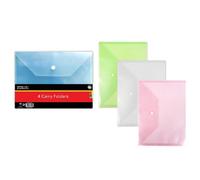 Document Folder Wallet A4 Pack of 4 Plastic with Stud Fastening Carry Folders