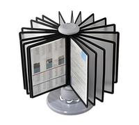 Document Holder Stand, 360° Rotating Display with 20 Double-Sided Panels for Office, Home, Hotel Reference System, Desk Organizer with Multi-Angle View(Grey,A5)