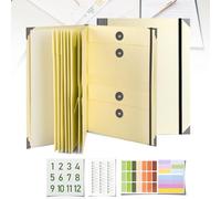 Document Organizer, File Folder with Labels and Pockets, Expanding Storage Folder for Important Papers, Emergency Binder, Birth Certificates and Letters, Ideal for Home Files Organization (Yellow)
