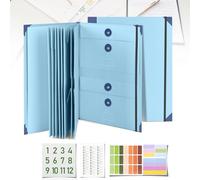 Document Organizer, File Folder with Labels and Pockets, Expanding Storage Folder for Important Papers, Emergency Binder, Birth Certificates and Letters, Ideal for Home Files Organization (Blue)