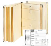 Document Organizer Folio with 12 Pockets Envelopes Case Binder Important File Comes Labels Sticker for Bills Checks Birth Certificates Estate Planning Home School Office