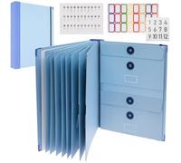 Document Organizer Folio with Labels Life Binder Organizer Personal Family Important Folder Paper File Folder for Emergency Binder Passport Receipts and Letter(Blue)