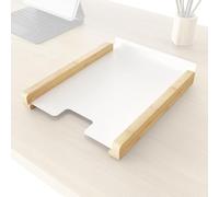 Document Storage & Desk Organizer Made of eco-Friendly FSC Bamboo Wood - Stackable Helper for Organization in Office, Desk, and workspace Made of Sturdy Solid White Metal - KD Essentials
