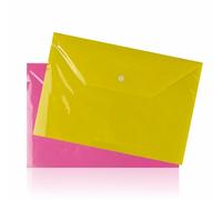 Document Wallets Plastic Folders With Press Stud Closure A4 Envelope Popper Wallets File Covers Ideal For Home Office School Travel Documents Storage & Organization Assorted Colors 22.6cm x 32cm (2pk)