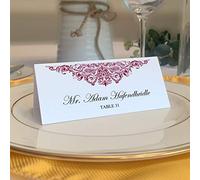 Documents and Designs Paisley Easy Print Place Cards (Select Color/Quantity), Pearl White, Burgundy, Set of 75 (13 Sheets)
