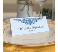 Documents and Designs Paisley Easy Print Place Cards (Select Color/Quantity), Pearl White, Royal Blue, Set of 75 (13 Sheets)