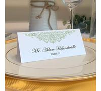 Documents and Designs Paisley Easy Print Place Cards (Select Color/Quantity), Pearl White, Sage, Set of 75 (13 Sheets)