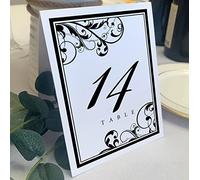 Documents and Designs Scribble Vintage Swirl Table Numbers, Pearl White, Black, Numbered 1 through 10