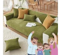 Docxide Funny Fuzzy Couch Cover, Herringbone Sofa Cover, Funnyfuzzy Herringbone Chenille Fabric Furniture Protector Sofa Cover (Green,90 * 210 cm/35.4 * 82.68 in)