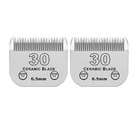 DODAER 2 Pack Detachable Pet Dog Clipper Blades, Compatible with Andis,Most Oster A5, Wahl KM Series Clippers,Made of Ceramic Blade & Stainless Steel Blade（#30 Blade 1/50-Inch 0.5MM Cut Length）
